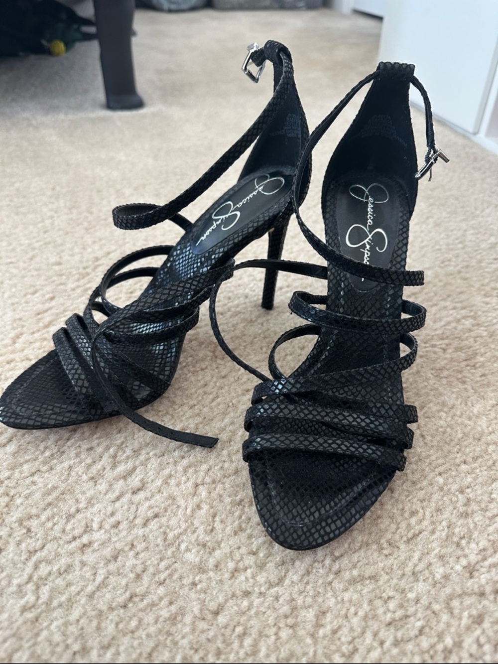 Jessica Simpson Black Strappy Lace-Up Heeled Sandals